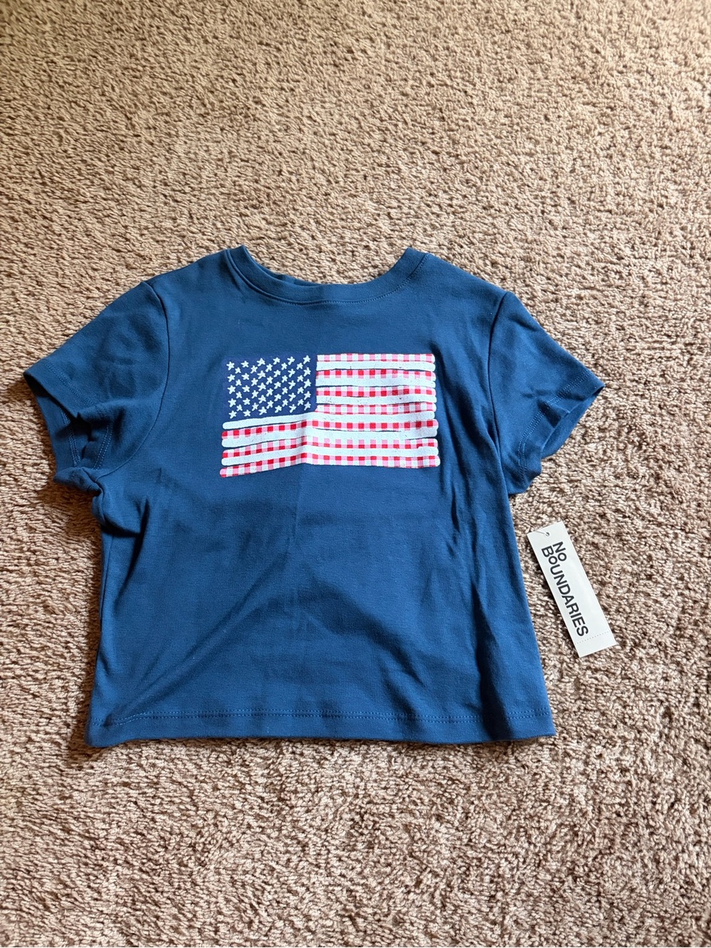 No Boundaries Navy Blue Kids' American Flag Graphic Tee